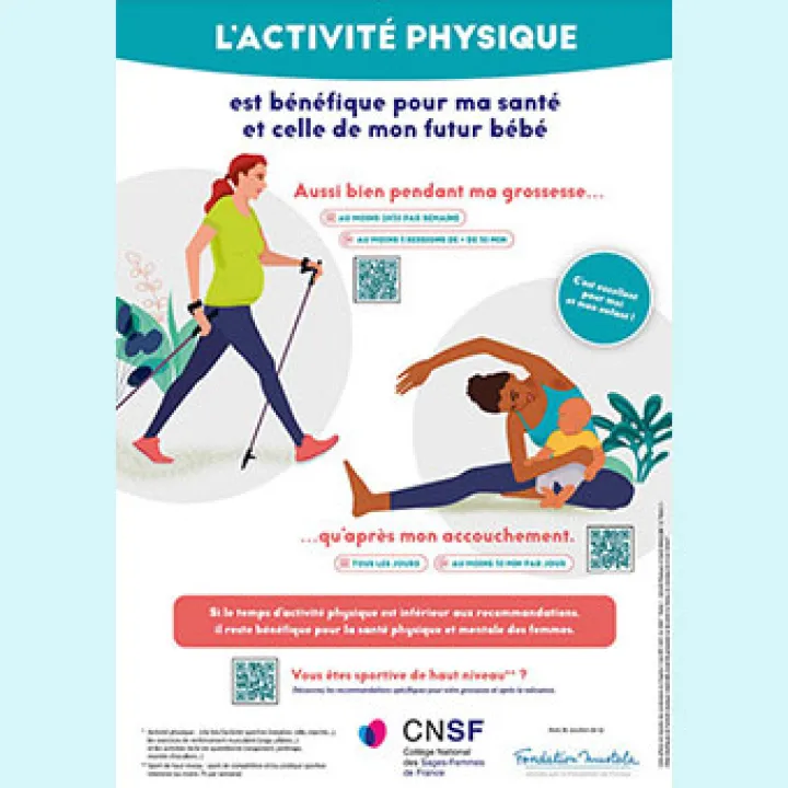 Affiche du CNSF : "L'activité physique" pendant la grossesse
